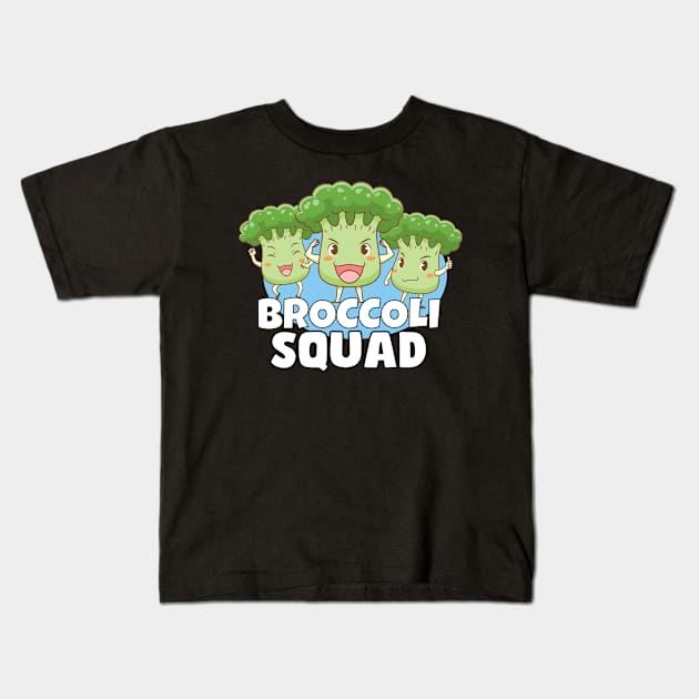 Kawaii Broccoli Cute Anime Squad Kids T-Shirt by ProLakeDesigns